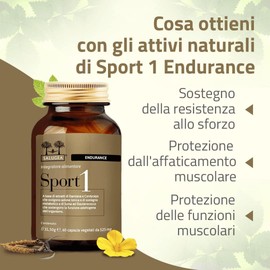Sport 1 Endurance Salugea 100% Naturale - Integratore per la Resistenza negli sport di endurance - Damiana, Cordyceps, Suma e Eleuterococco - Flacone in Vetro (No Plastica)
