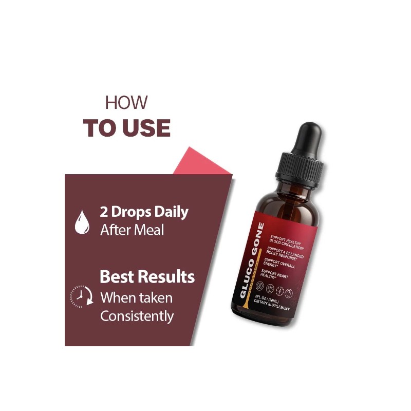 (2 Pack) Gluco Gone Drops - GlucoGone Liquid Formula For