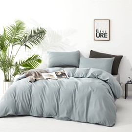 Cottonight Cal King Blue Comforter Set Light Blue Bedding Set California King Solid Blanket Quilts Modern Soft Breathable Baby Blue 3 Piece Comforter Set