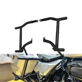 CARGLETRUE Motorcycle Saddlebag Guards Crash Bar Rear Support Bracket Bag Protector Fit for Harley Touring Electra Glide Street Glide Road Glide Road King 2009-2024, Black Crash Bars