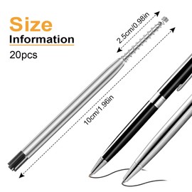 JSKWIKE 20 Pcs Ballpoint Pen Refills Replaceable Ballpoint Pen Refills Metal Ballpoint Pen Refills for School and Office Supplies Black