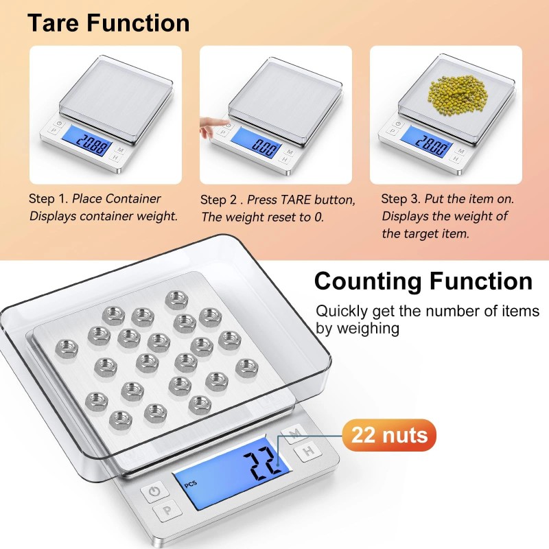 Bomata Digital Gram Scale 0.01g Precision 1kg USB Rechargeable Jewelry