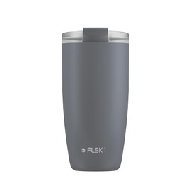 FLSK CUP Stainless Steel Reusable Cup for Travel (350 ml, 500 ml) - 3 Hours Hot, Leak-Proof, Includes Plastic-free Tube Box and Microfibre Buddy, Ideal for Travel, Office or Filling in the Cafe