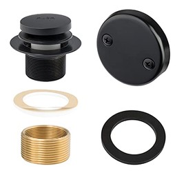 Matte Black Tip-Toe Tub Trim Set with Two-Hole Overflow Faceplate and No Plumber’s Gasket, Replacement Bath Drain Trim Kit with Universal Fine/Coarse Thread, No Putty Installation by Artiwell