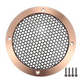 ACROPIX Universal 3" Car Speaker Grills Cover Mesh Round 3 Inch Audio Speaker Subwoofer Guard Protector Case with Mounting Screws Iron Aluminum Alloy Rose Gold Tone Black - Pack of 1