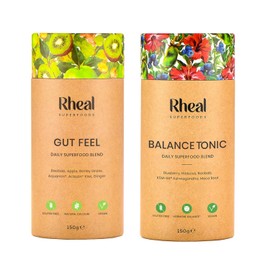 Rheal Superfoods Most Loved Bundle - Balance Tonic & Gut Feel Superfood Powder Duo, Complete Daily Wellness Routine, Gut Health & Hormonal Balance Support, Plant-Based, 30 Servings Each