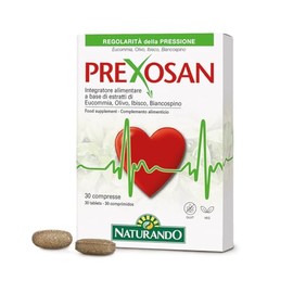 Naturando Prexosan Integratore alimentare che favorisce la regolarità della pressione con Eucommia, Olivo, Biancospino, Ibisco - 30 compresse Vegano Senza Glutine