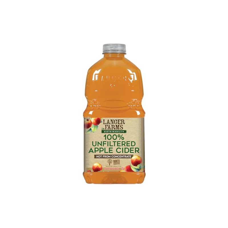 Langer Farms Unfiltered 100% Apple Cider,Not from Concentrate, 64 Fl