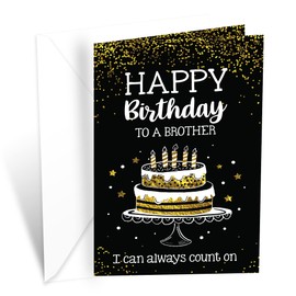 Prime Greetings Brother Birthday Card, Made in America, Eco-Friendly, Thick Card Stock with Premium Envelope 5in x 7.75in, Packaged in Protective Mailer