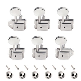 Banworks Vintage Guitar Tuning Pegs Keys 15:1 Ratio 1+4+1 Guitar String Tuning Machines 8mm (5/16") for Fender/Squier Classic Vibe Tele Strat ST Guitar Pack of 6 JT/JXQ-07 Nickel with Kidney Button