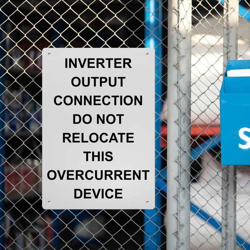 Inverter Output Connection Do Not Relocate Sign, 8.5 x 11