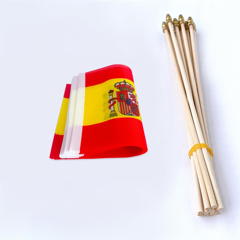 TSMD Spain Stick Flag Spanish Small Mini Hand Held Flags,5x8