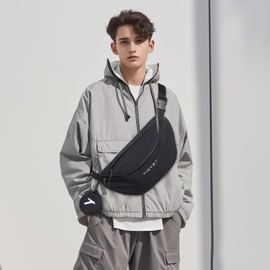 TINYAT Crossbody Bags for Women Men Waterproof Sling Bag Belt Bag with Coin Pouch Large Chest Bag for Running Travel