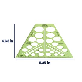 Pacific Arc Isometric Ellipse Template Guide, 38 Ellipses of 35 Degrees ranging from 1/8 inch to 1 and 9/16 inch