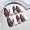 Fall Press on Nails Medium Almond Brown Fake Nails with
