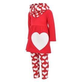 Conjunto de ropa único para bebé y niña, conjunto de 3 piezas a juego con leggings de túnica y bufanda, Rojo -, 9 Años