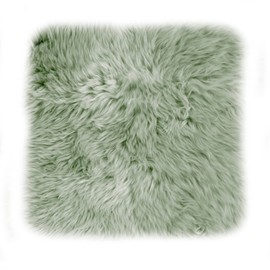 -LUXOR- living Real Fur Seat Cushion, Fluffy Seat Cushion, Lambskin Seat Cushion, Fur for Chairs, 34 x 34 cm, Sage, 1 Cushion