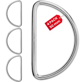 Your Day Mate Metal D Rings Silver Tone D Ring Closed No Opening Half Round Ring Nickel Plated Steel D Ring Buckle for DIY Straps, silver