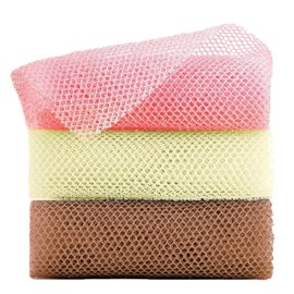 3 Pcs African Net Sponge - African Exfoliating Sponge, Long Bath Net, Deep Cleaning Mesh Back Scrubber, Spa Massage Bath Towel for Women Men (Pink, Beige, Brown)