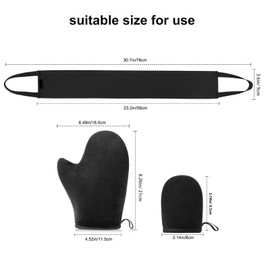 3-in-1-Selbstbräuner-Handschuh-Set, wiederverwendbarer Bräunungsapplikator mit Rückenapplikator und Gesichtshandschuh, streifenfreier Handschuh für künstliche Bräune zu Hause
