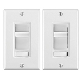 Leviton 2 Pack Decora SureSlide Universal LED Dimmer, 600W-120VAC Incandescent and 150W-120VAC Dimmable LED and CFL, 60Hz, Single Pole and 3-Way - White