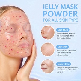 YMEYFAN Mascarilla Facial Profesional De Gelatina, Mascarilla Facial De Gelatina En Polvo Con Ácido Hialurónico, Hidratación Profunda, Cuidado Facial, Spa Casero, Cuidado De La Piel Para Mujeres Y