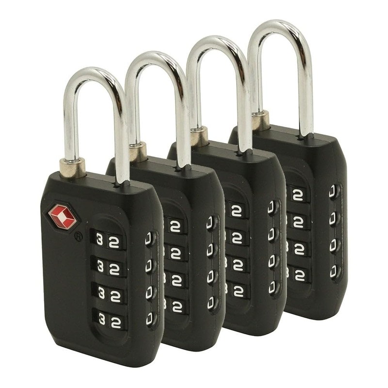 Primex 9507001 TSA-Approved 4-Digit Combination Luggage Locks – Black Zinc,