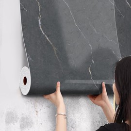 Chejiaye Peel and Stick Marble Shower Roll, Self-Adhesive Waterproof Backsplash Tile, PVC Wall Panels for Bathroom, Kitchen, Living Room, and Home Décor – 15.7 x 118 Inches