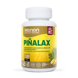 Hanan Piñalax 100 Capsules of Pineapple, Green Tea, Artichoke, Stevia, Yacon Leaves, Senna, Horsetail and Fennel from Peru Herbal Supplement - for Natural Cleanse & Detox