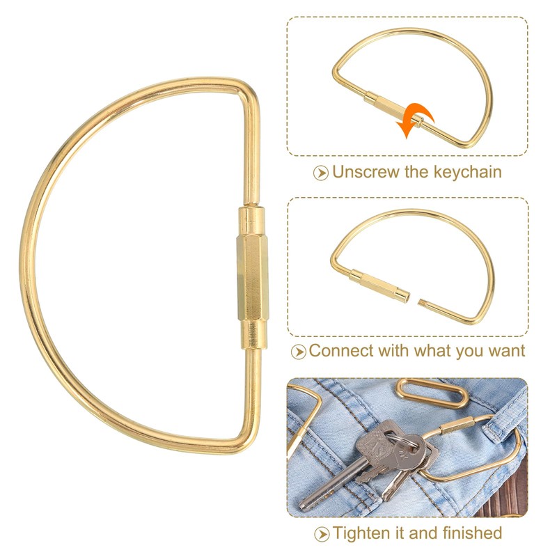 QUARKZMAN 3 Pieces Brass Screw Lock Key Ring Car Key