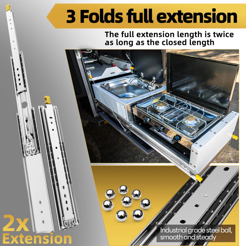 AOLISHENG 76mm Heavy Duty Industrial Locking Drawer Slides for RV