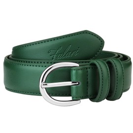 Falari Women Genuine Leather Belt Fashion Dress Belt With Single Prong Buckle 6028-DarkGreen-S