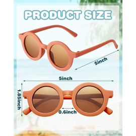 Weewooday 8 Pairs Kids Cute Round Polarized Sunglasses Retro Circle Glasses for Toddler Girls Boys Beach Sports, Age 3-10(Bright Colors)