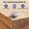 BNUOK (4 Sets) 3/8-16 x 3 Hex Head Screw Bolt,Lock