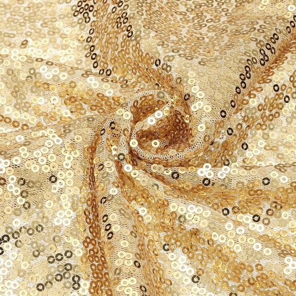 sourcing map Champagne Sequin Fabric, by The Yard, 1 Yard