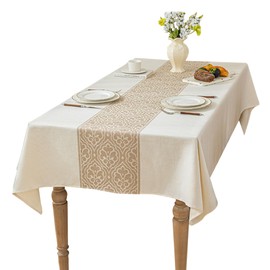 UWWGKK Linen Tablecloths for Rectangle Tables, Waterproof Tablecloth Advanced Waterproofing Technology for Dinningroom