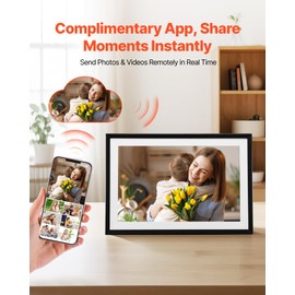 VEVOR Digital Picture Frame 260 mm, 1280x800 HD IPS Touch Screen Electronic Photo Frame, 32GB Memory, Auto-Rotate Portrait and Landscape, Share Photos/Videos Instantly via App, for Parents Friends