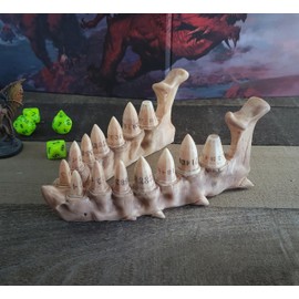 Dragon Fang Dice Set with Jawbone Stand Dungeons and Dragons (Painted)