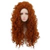 Yuehong Long Curly Orange Heat Resistant Cosplay Wigs Good Shape
