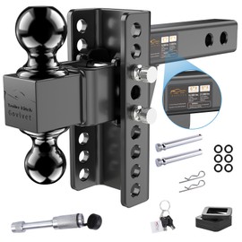 Govlvet Adjustable Trailer Hitch -Drop Hitch (Fits 2-Inch Receiver) - Heavy Duty Tow Hitch with 6-Inch Drop/Rise, 2" & 2-5/16" Ball Hitches for Truck (21,500 LBS GTW) - w/Anti-Theft Hitch Locking Pins