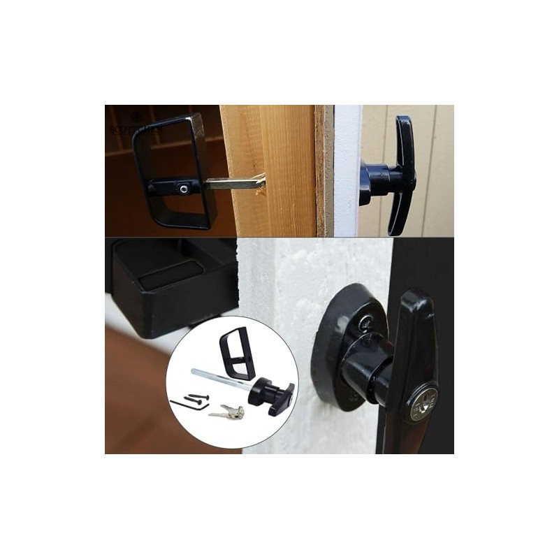 6½" T-Handle Shed Door Lock Handle with Lock Keyed Alike