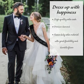 SKJIAYEE Elegance Bride to Be Sash, Black Satin Bride Sash with Glitter Rhinestones Bachelorette Party Sashes Decorations for Bridal Shower Engagement Wedding Party Supplies Ideas Gifts Jokes Favors