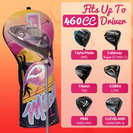 LZFAN Golf Club Covers Flamingos at Sunset for Woods and Drivers Funny Driver Headcover Golf Gifts for Men Women Embroidery (Flamingo)