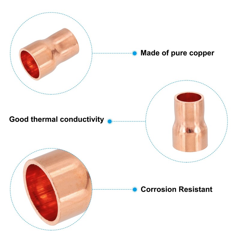 PATIKIL 3/8" to 5/16" ID Copper Reducer, 8pcs 99.9% Pure