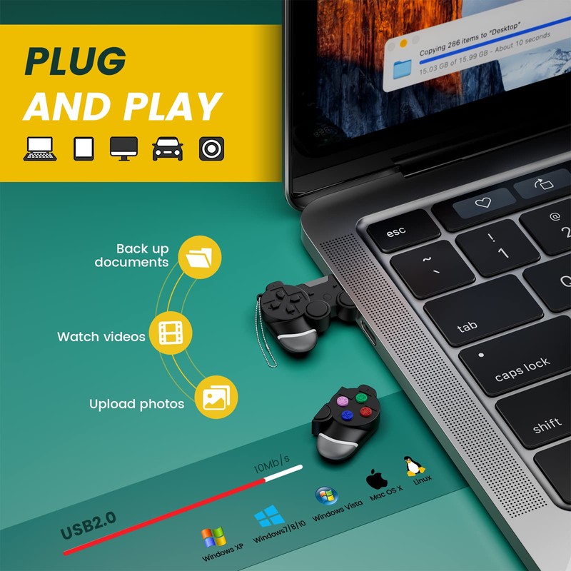 USB Stick 128 GB Game Controller Black Memory Stick 128