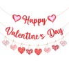 Happy Valentines Day Banner Red Glittery Paper Decorations Felt Garland
