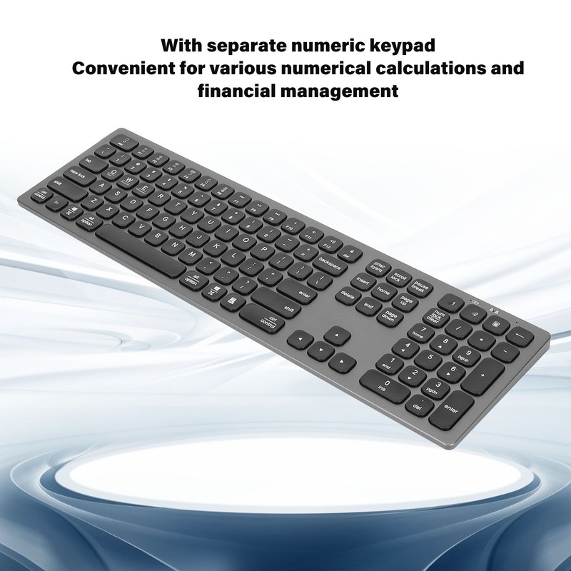 Bluetooth Keyboard with Numeric Keypad Skid Resistance Pads 110 Keys