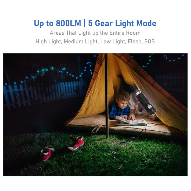 800LM Mini Flashlight Small Pocket EDC Light USB Rechargeable Keychain