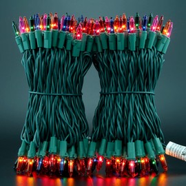 UL Certified 66 Feet 200 Count Multicolor Christmas String Lights, Pack of 2 Sets 33 Ft 100 Count Commercial Grade Light Set, Connectable Decor Light for Patio Garden Holiday (Multicolor - Green Wire)