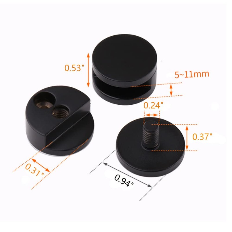 LB-LAIBA Glass Clips Clamps Holder, Round Shape Wall-Mounted Mirrors Bracket,
